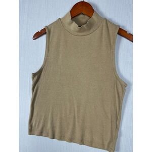 Gap Mock Neck Modern Tank Womens M Tan Sleeveless Cotton Modal Basics